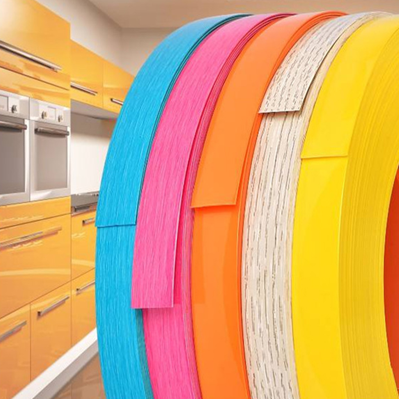 Applied Adhesive Solid Color PVC Edge Banding for Furniture Manufacturing Applied Adhesive Solid Color PVC Edge Banding for Furniture Manufacturing